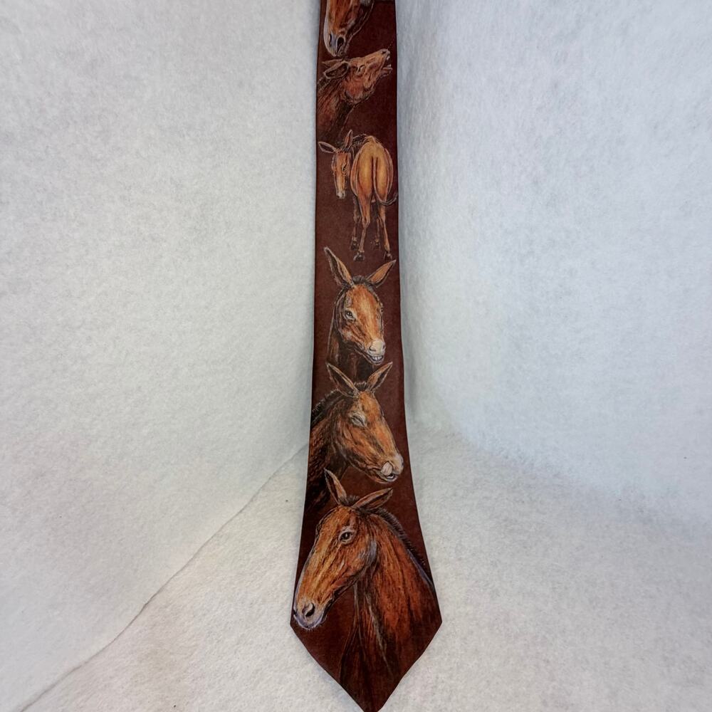 Ralph Marlin Vintage 1990 Comical Mules Donkey Jackass Novelty Tie USA Made